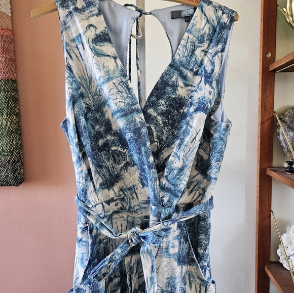 Anthropologie NWOT Eva Franco Landscape Print jumpsuit (Swan motif)  Size 14 XL - Picture 6 of 8